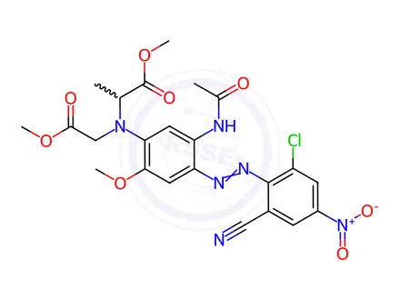 Chemical structure of Alanine, N-5-(acetylamino)-4-(2-chloro-6-cyano-4-nitrophenyl)azo-2-methoxyphenyl-N-(2-methoxy-2-oxoethyl)-, methyl ester