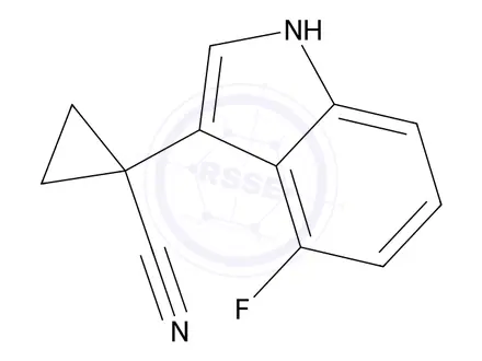Chemical structure of 1-(4-Fluoro-1H-indol-3-yl)cyclopropane-1-carbonitrile