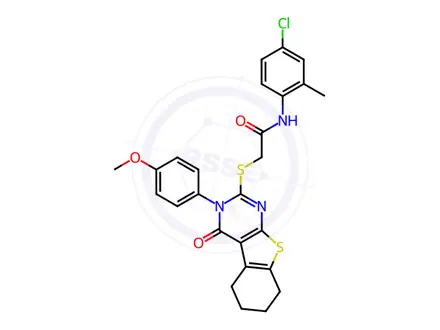 Chemical structure of N-(4-Chloro-2-methylphenyl)-2-((3-(4-methoxyphenyl)-4-oxo-3,4,5,6,7,8-hexahydrobenzo[4,5]thieno[2,3-d]pyrimidin-2-yl)thio)acetamide
