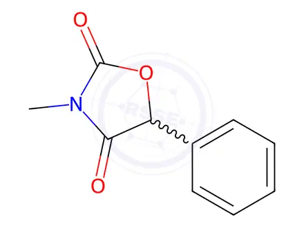 Chemical structure of 2,4-Oxazolidinedione, 3-methyl-5-phenyl-