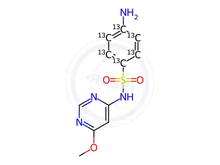 Chemical structure of Sulfamonomethoxine-13C6 hemihydrate