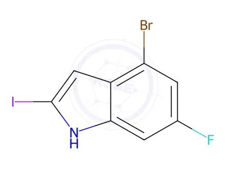 Chemical structure of 4-Bromo-6-fluoro-2-iodo-1H-indole