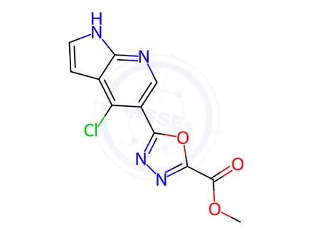 Chemical structure of 1,3,4-Oxadiazole-2-carboxylic acid, 5-(4-chloro-1H-pyrrolo[2,3-b]pyridin-5-yl)-, Methyl ester
