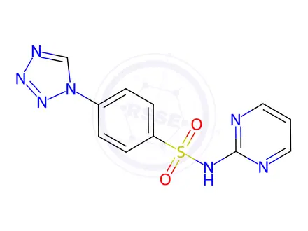 Chemical structure of N-(pyrimidin-2-yl)-4-(1H-tetrazol-1-yl)benzenesulfonamide