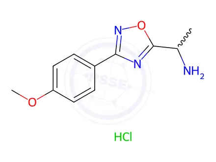 Chemical structure of 1-(3-(4-Methoxyphenyl)-1,2,4-oxadiazol-5-yl)ethanamine Hydrochloride