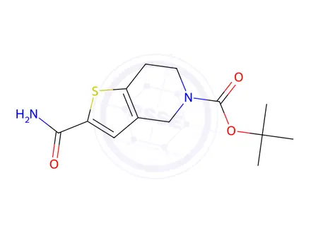 Chemical structure of tert-Butyl 2-carbamoyl-6,7-dihydrothieno[3,2-c]pyridine-5(4H)-carboxylate