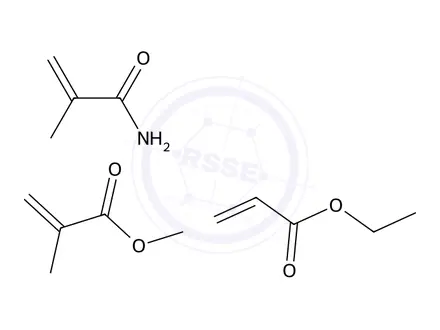 Chemical structure of 2-Propenoic acid, 2-methyl-, methyl ester, polymer with ethyl 2-propenoate and 2-methyl-2-propenamide