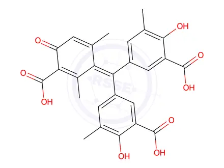 Chemical structure of 3-[(3-Carboxy-4-hydroxy-5-methylphenyl)(3-carboxy-5-methyl-4-oxo-2,5-cyclohexadien-1-ylidene)methyl]-6-hydroxy-2,4-dimethylbenzoic acid