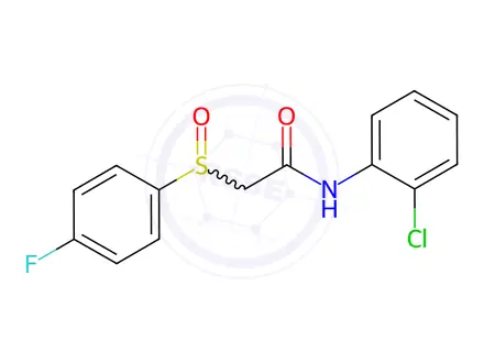 Chemical structure of N-(2-chlorophenyl)-2-((4-fluorophenyl)sulfinyl)acetamide