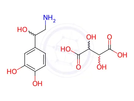 Chemical structure of (+/-)-Norepinephrine (+)-bitartrate salt