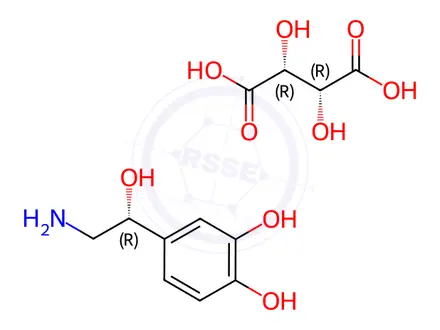 Chemical structure of Epinephrine Bitartrate