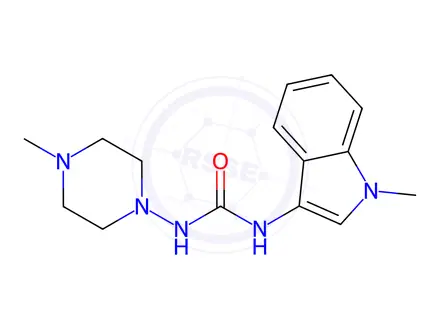 Chemical structure of 1-(1-Methyl-1H-indol-3-yl)-3-(4-methylpiperazin-1-yl)urea