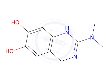 Chemical structure of 2-(Dimethylamino)-1,4-dihydroquinazoline-6,7-diol