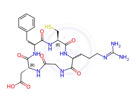Chemical structure of 2-((2S,5R,8R,11S)-5-Benzyl-11-(3-guanidinopropyl)-8-(mercaptomethyl)-3,6,9,12,15-pentaoxo-1,4,7,10,13-pentaazacyclopentadecan-2-yl)acetic Acid