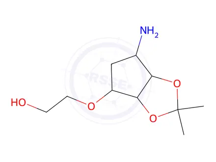 Chemical structure of 2-((6-Amino-2,2-dimethyltetrahydro-4H-cyclopenta[d][1,3]dioxol-4-yl)oxy)ethan-1-ol
