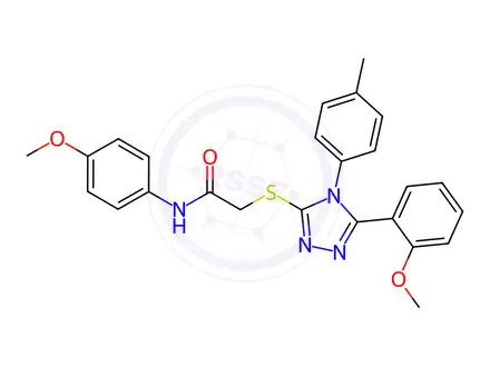 Chemical structure of N-(4-methoxyphenyl)-2-((5-(2-methoxyphenyl)-4-(p-tolyl)-4H-1,2,4-triazol-3-yl)thio)acetamide