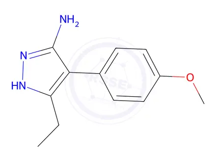 Chemical structure of 5-ETHYL-4-(4-METHOXY-PHENYL)-2H-PYRAZOL-3-YLAMINE