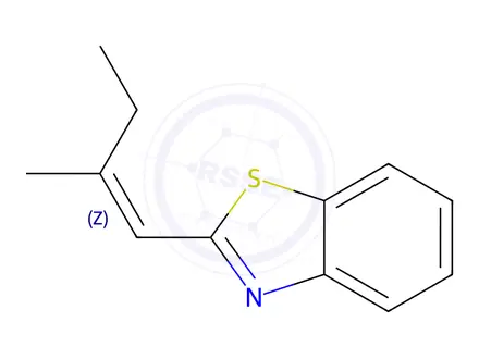 Chemical structure of Benzothiazole, 2-(2-methyl-1-butenyl)-(7CI,9CI)