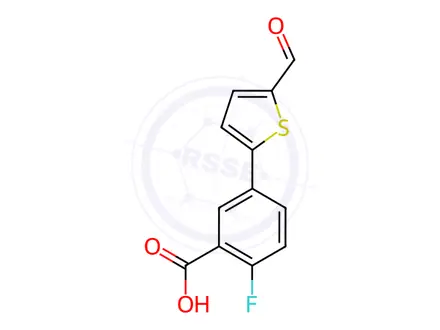 Chemical structure of 5-(5-Formylthiophen-2-yl)-2-fluorobenzoic acid