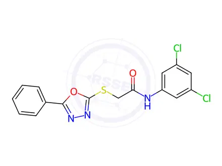 Chemical structure of N-(3,5-dichlorophenyl)-2-((5-phenyl-1,3,4-oxadiazol-2-yl)thio)acetamide