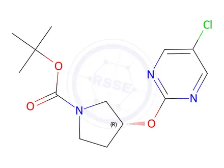 Chemical structure of (R)-tert-Butyl 3-((5-chloropyrimidin-2-yl)oxy)pyrrolidine-1-carboxylate