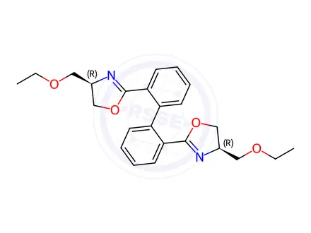 Chemical structure of Oxazole, 2,2′-[1,1′-biphenyl]-2,2′-diylbis[4-(ethoxymethyl)-4,5-dihydro-, (4R,4′R)-