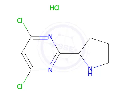 Chemical structure of 4,6-Dichloro-2-(pyrrolidin-2-yl)pyrimidine hydrochloride