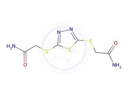 Chemical structure of 2,2'-((1,3,4-Thiadiazole-2,5-diyl)bis(sulfanediyl))diacetamide