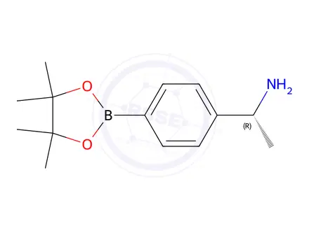 Chemical structure of (R)-1-(4-(4,4,5,5-Tetramethyl-1,3,2-dioxaborolan-2-yl)phenyl)ethanamine