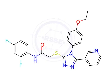 Chemical structure of N-(2,4-Difluorophenyl)-2-((4-(4-ethoxyphenyl)-5-(pyridin-3-yl)-4H-1,2,4-triazol-3-yl)thio)acetamide