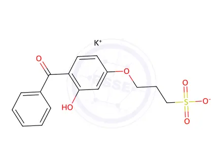 Chemical structure of potassium 3-(4-benzoyl-3-hydroxyphenoxy)propanesulphonate