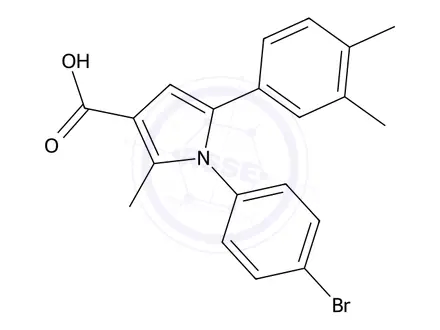 Chemical structure of 1-(4-Bromophenyl)-5-(3,4-dimethylphenyl)-2-methyl-1H-pyrrole-3-carboxylic acid