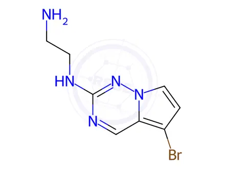 Chemical structure of N1-{5-bromopyrrolo[2,1-f][1,2,4]triazin-2-yl}ethane-1,2-diamine