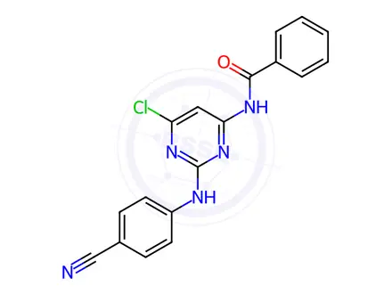 Chemical structure of 6-Benzoylamino-4-chloro-2-(4-cyanophenyl amino) pyrimidine