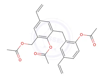 Chemical structure of 2-Acetoxy-3-(2-acetoxy-5-vinylbenzyl)-5-vinylbenzyl Acetate