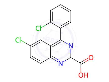 Chemical structure of 6-Chloro-4-(2-chlorophenyl)-2-quinazolinecarboxylic Acid