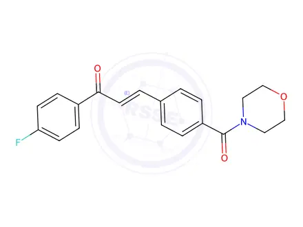 Chemical structure of (E)-1-(4-fluorophenyl)-3-(4-(morpholine-4-carbonyl)phenyl)prop-2-en-1-one