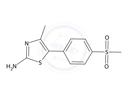 Chemical structure of 4-Methyl-5-(4-(methylsulfonyl)phenyl)thiazol-2-amine