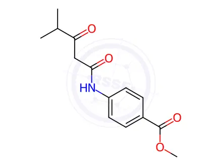 Chemical structure of Benzoic acid, 4-[(4-methyl-1,3-dioxopentyl)amino]-, methyl ester