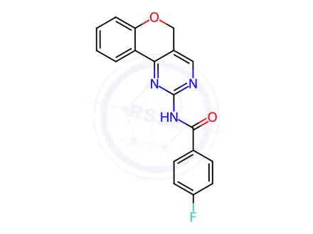 Chemical structure of N-(5H-chromeno[4,3-d]pyrimidin-2-yl)-4-fluorobenzamide