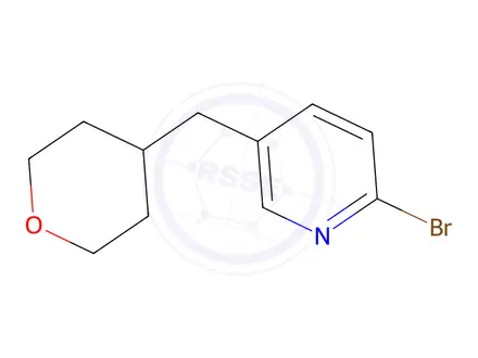Chemical structure of 2-Bromo-5-((tetrahydro-2H-pyran-4-yl)methyl)pyridine