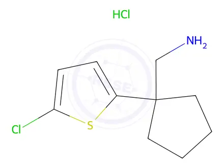 Chemical structure of {[1-(5-Chloro-2-thienyl)cyclopentyl]methyl}aminehydrochloride