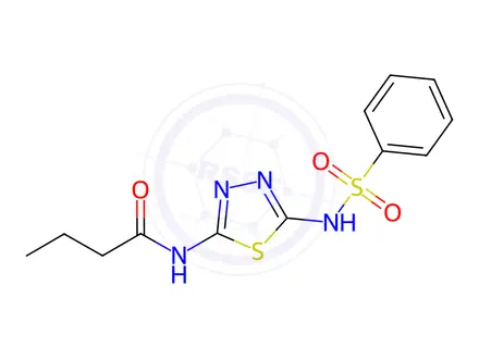 Chemical structure of N-(5-(Phenylsulfonamido)-1,3,4-thiadiazol-2-yl)butyramide