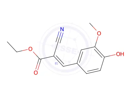 Chemical structure of (E)-2-Cyano-3-(4-hydroxy-3-methoxy-phenyl)-acrylic Acid Ethyl Ester
