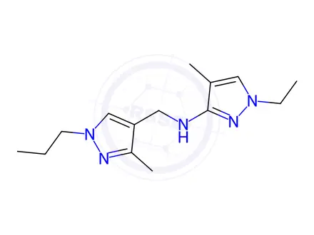 Chemical structure of 1-ethyl-4-methyl-N-[(3-methyl-1-propyl-1H-pyrazol-4-yl)methyl]-1H-pyrazol-3-amine