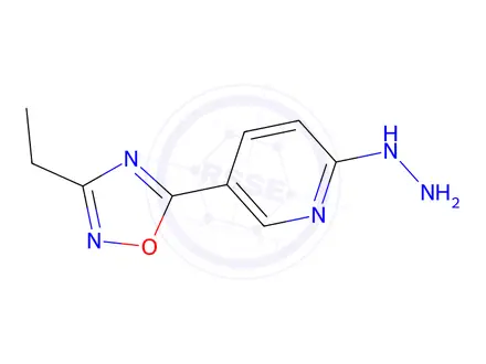 Chemical structure of 3-Ethyl-5-(6-hydrazinylpyridin-3-yl)-1,2,4-oxadiazole