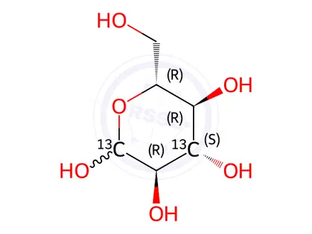 Chemical structure of D-[1,3-13C2]glucose