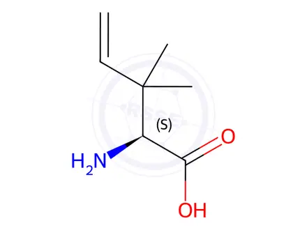 Chemical structure of (2S)-2-amino-3,3-dimethylpent-4-enoic acid