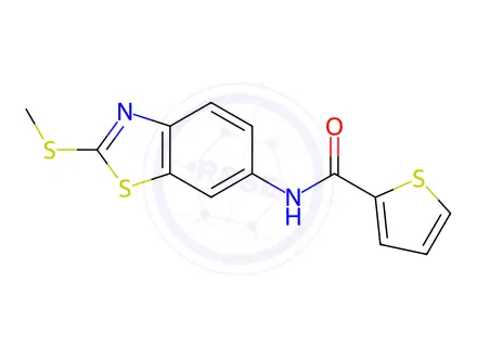 Chemical structure of N-(2-(Methylthio)benzo[d]thiazol-6-yl)thiophene-2-carboxamide