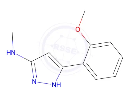 Chemical structure of 5-(2-methoxyphenyl)-N-methyl-1H-pyrazol-3-amine
